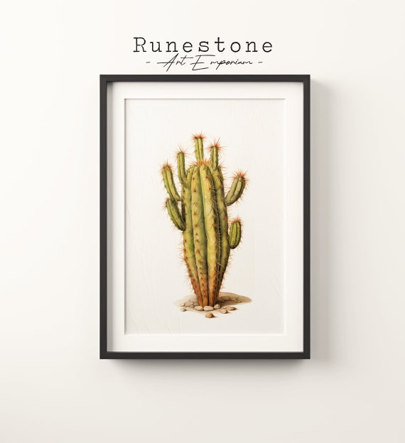 Vintage San Pedro Cactus Sketch Print Tropical Boho Wall Art Minimalist Bohemian Hand Drawn