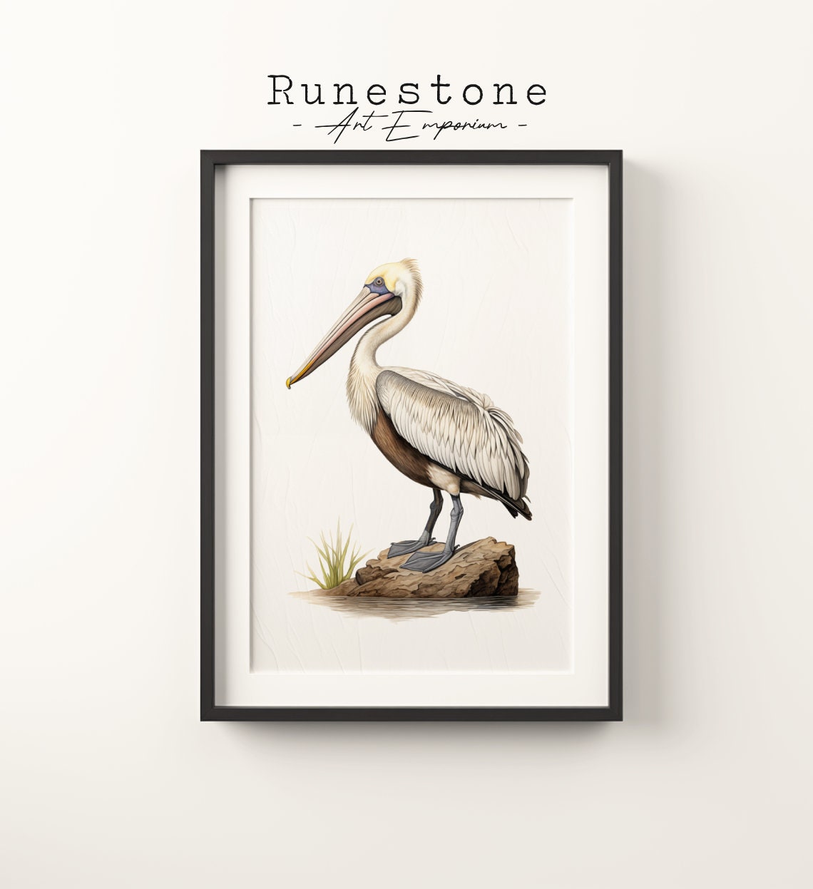 Vintage Pelican Sketch Exotic Seabird Illustration Nautical Boho Wall Art Minimalist Bohemian Print
