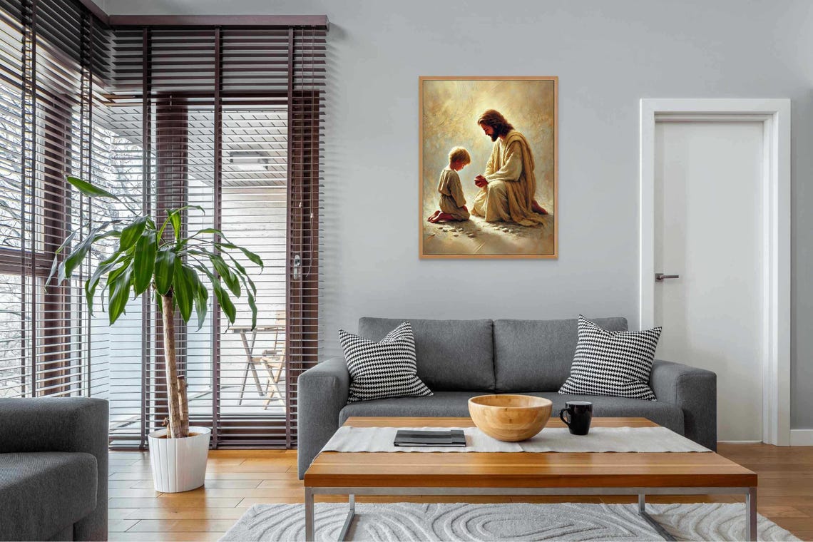 Jesus Prays For You Christian Painting Jesus With Boy Jesus Lds Painting Bible Art Jesus Painting Jesus Wall Art Jesus Art