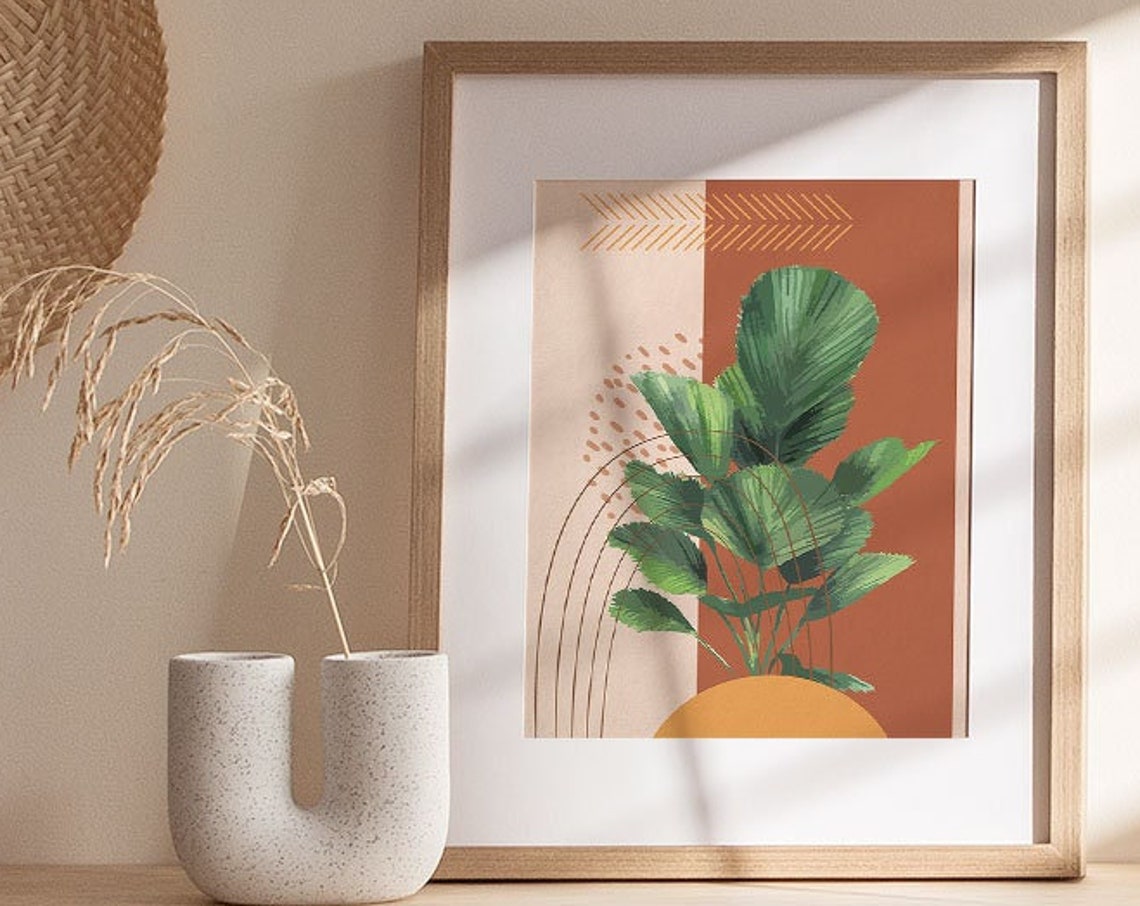 Fan Palm Terracotta Geometric Mid Century Modern Boho Poster - Image 2
