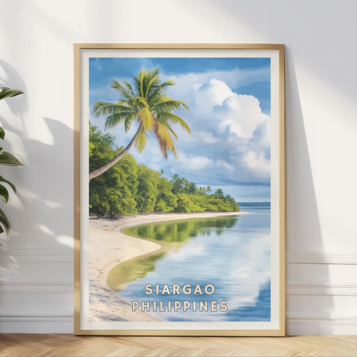 Siargao Philippines Travel Poster, Tropical Beach