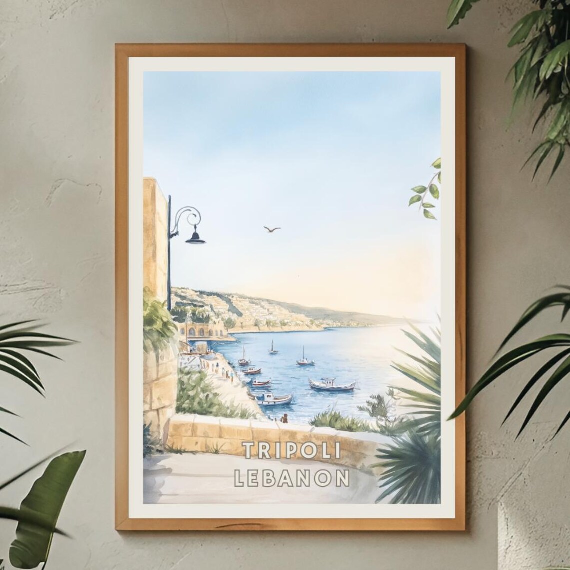 Tripoli Lebanon Travel Poster, Mediterranean Harbor - Image 2