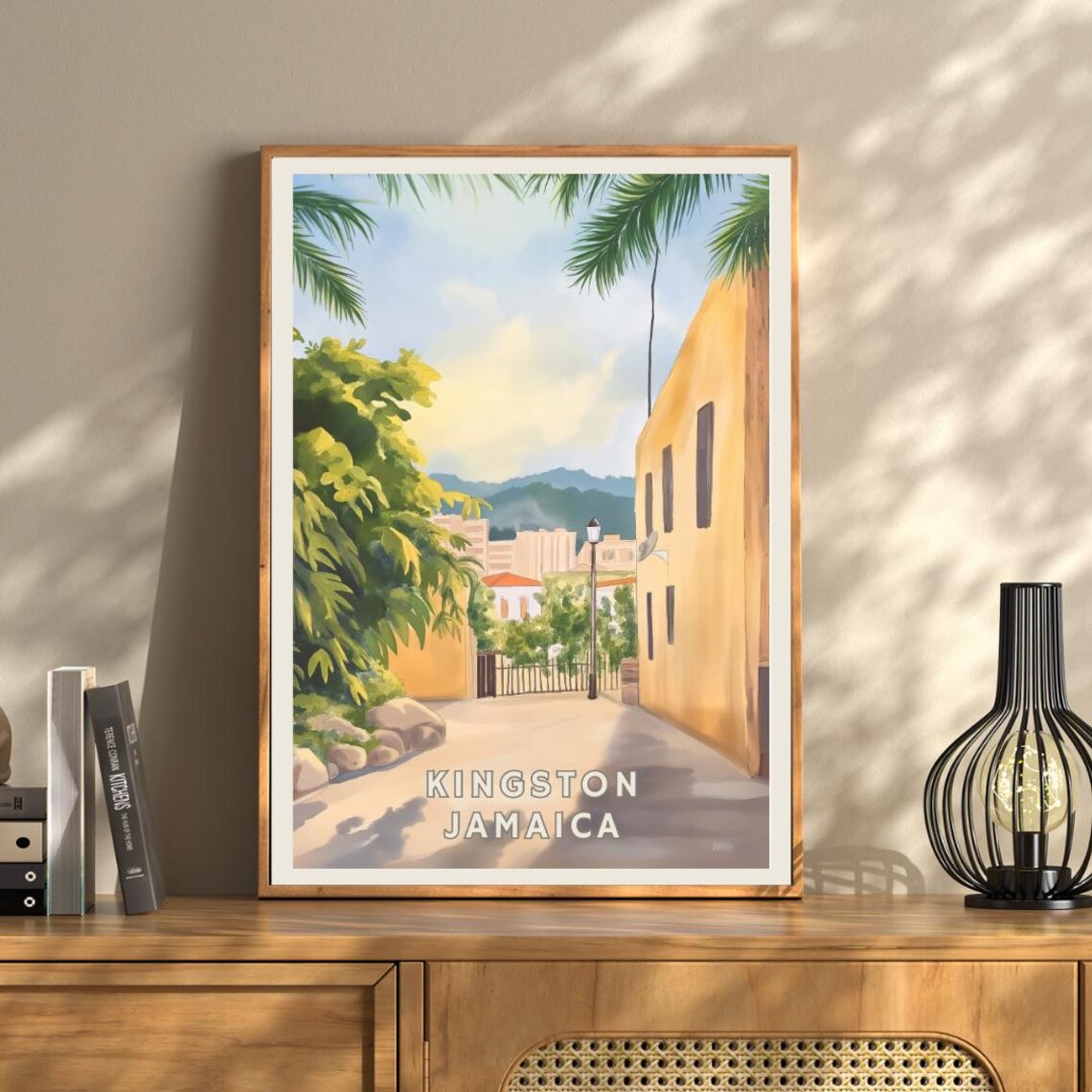 Kingston Jamaica Travel Poster, Caribbean Skyline - Image 3