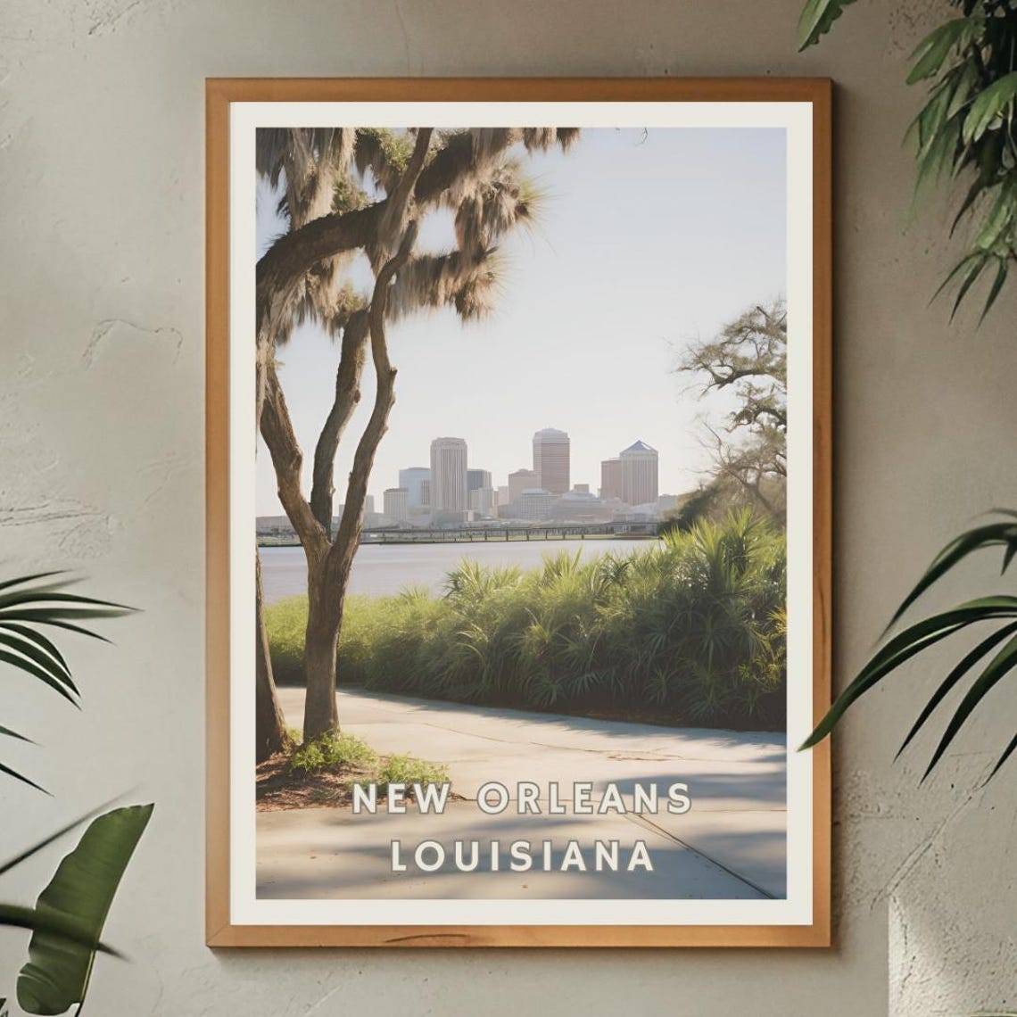 New Orleans Louisiana Poster Mississippi River Skyline Art Southern Usa Travel Print Crescent City Wall Decor Louisiana Home Art - Image 3