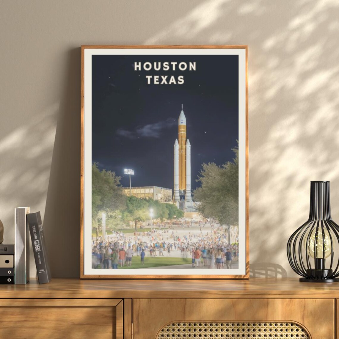 Houston Texas Poster Space Center Wall Art Rocket Launchpad Print Astronaut Travel Decor Night Sky Exploration Launch Home Office Art - Image 3