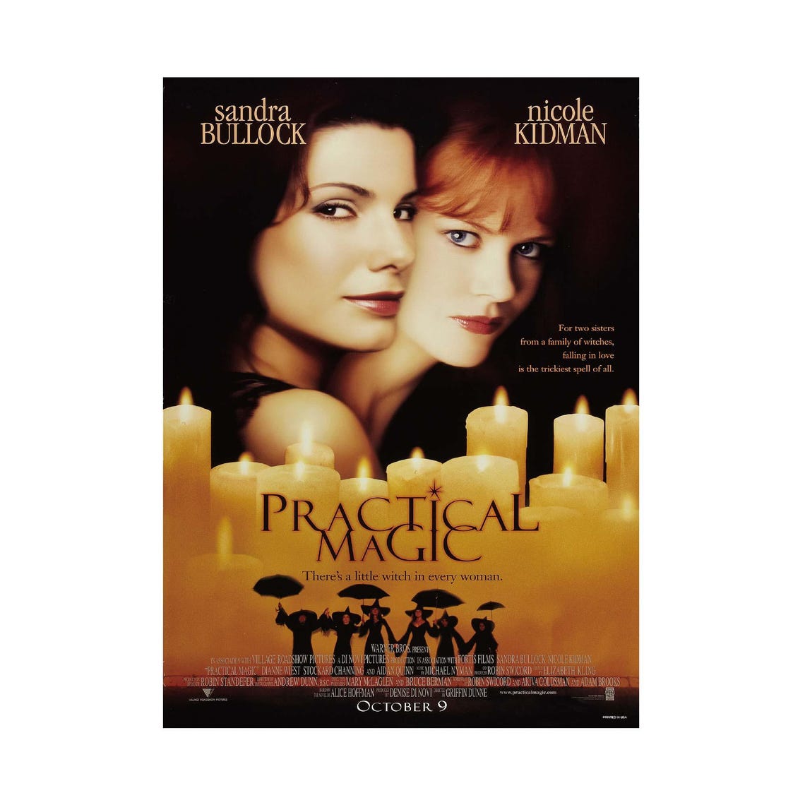 Practical Magic Sandra Bullock Nicole Kidman 1998 Witch Movie Poster - Image 2