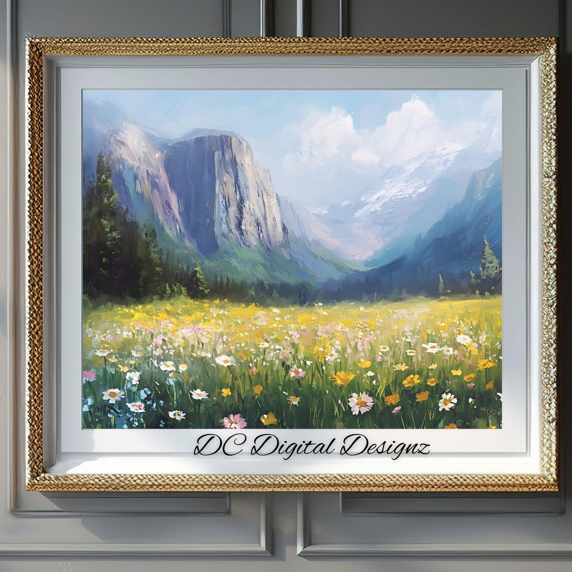 Spring Mountain Valley Scenic Landscape Art Print