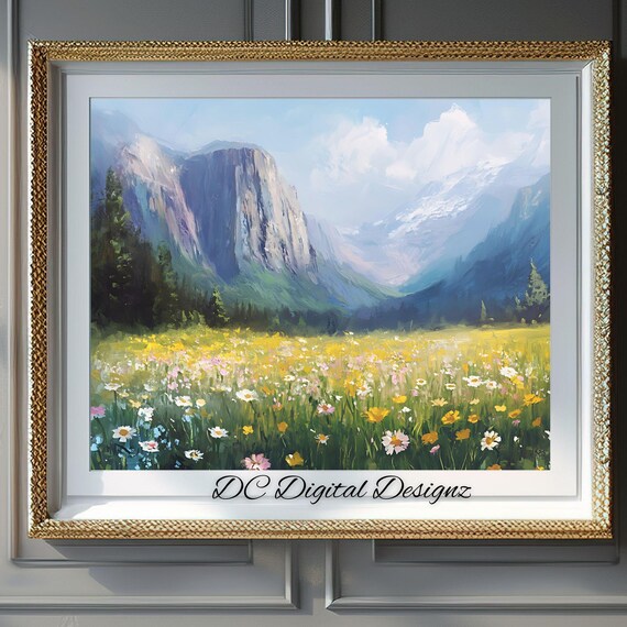 Spring Mountain Valley Scenic Landscape Art Print