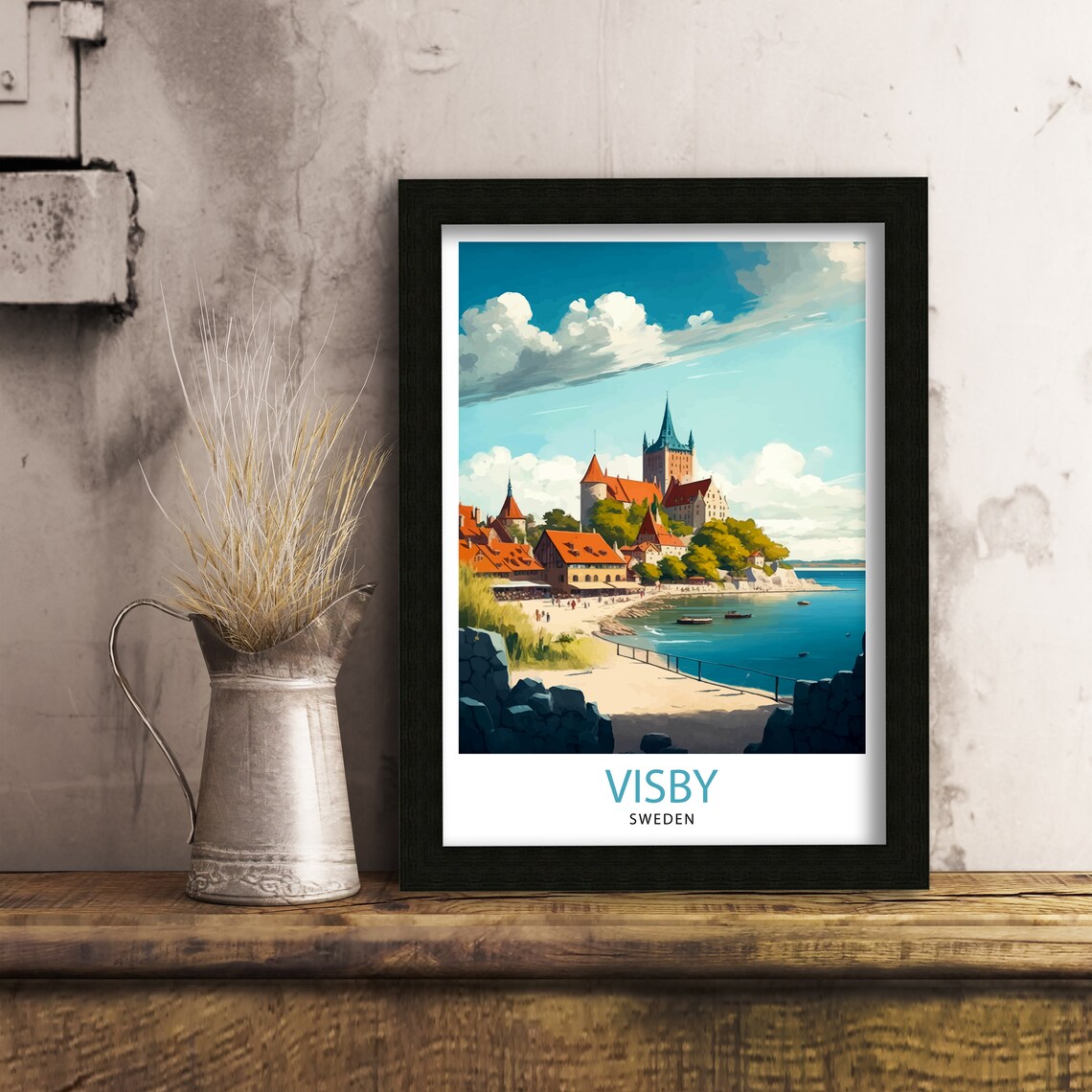Visby Sweden Travel Print Visby Wall Art Visby Home Decor Visby Cityscape Illustration Visby Poster Visby Travel Souvenir Sweden Travel - Image 2