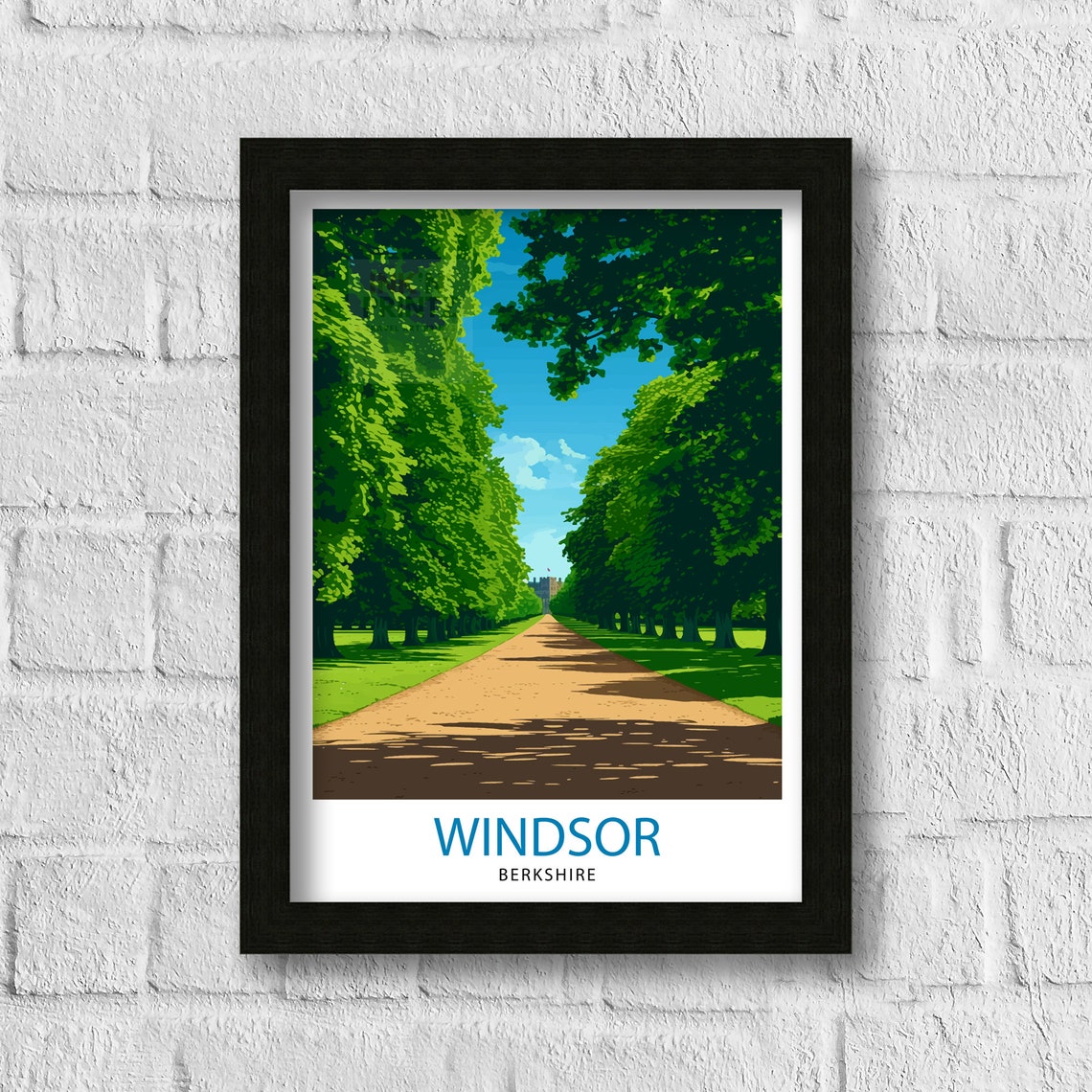 Windsor Berkshire Tree Lined Avenue England Green Landscape Poster - Image 3