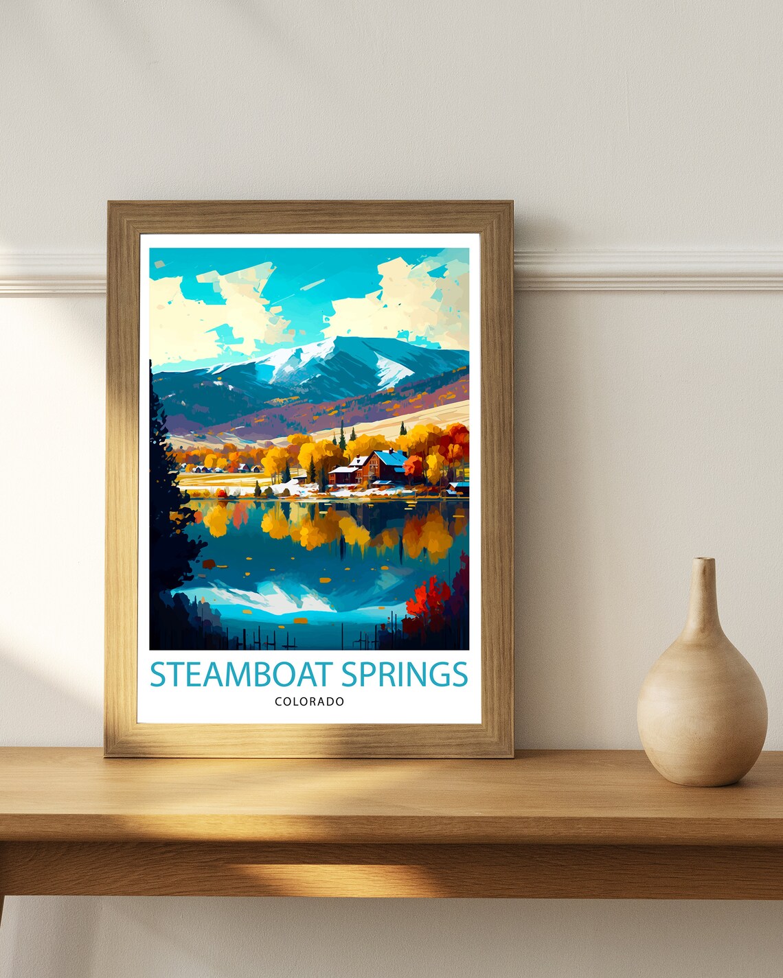 Steamboat Springs Colorado Autumn Lake Mountain Ski Travel Poster - Image 2
