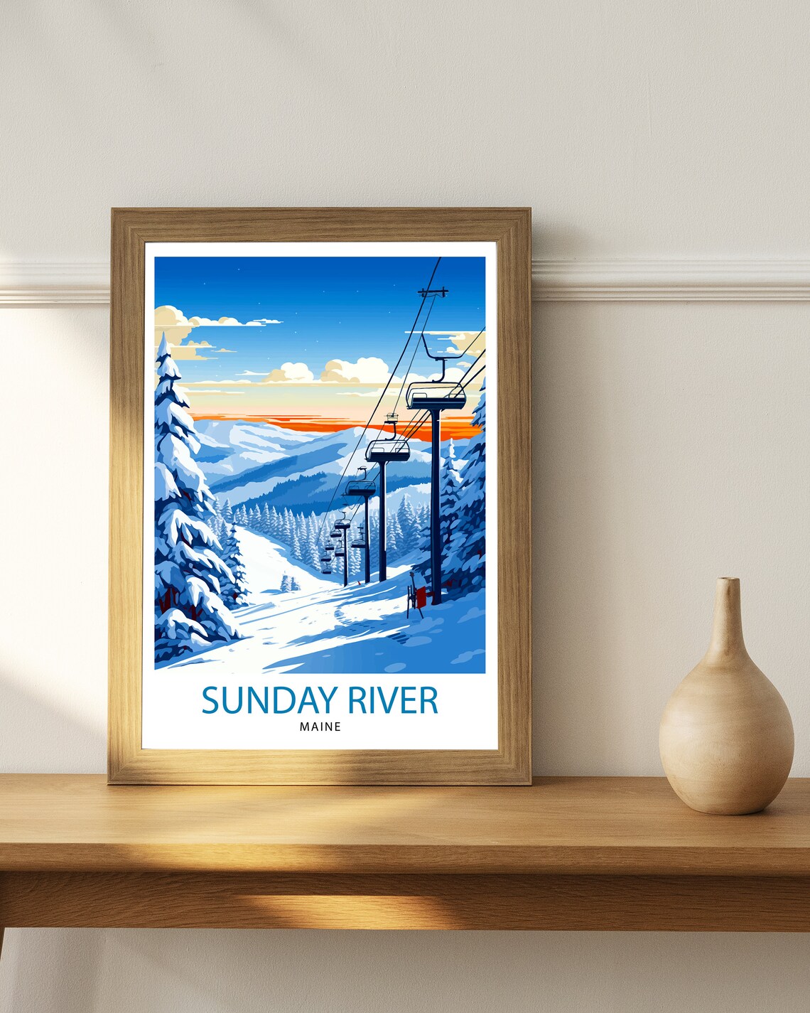Sunday River Maine Ski Poster, Mountain Landscape - Image 2