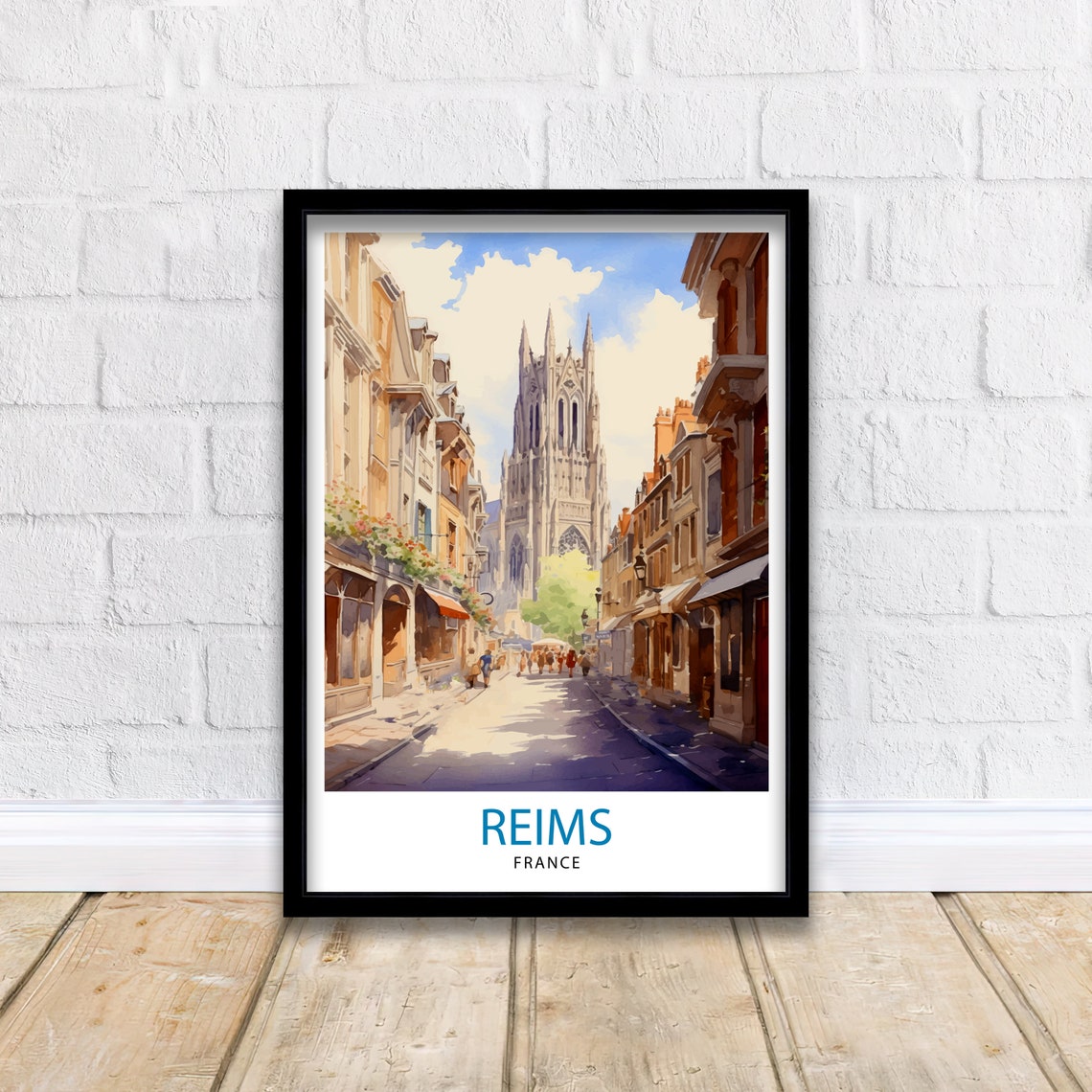 Reims France Travel Print Reims Wall Decor Reims Home Living Decor Reims France Illustration Travel Poster Gift For Reims France Home Decor - Image 2