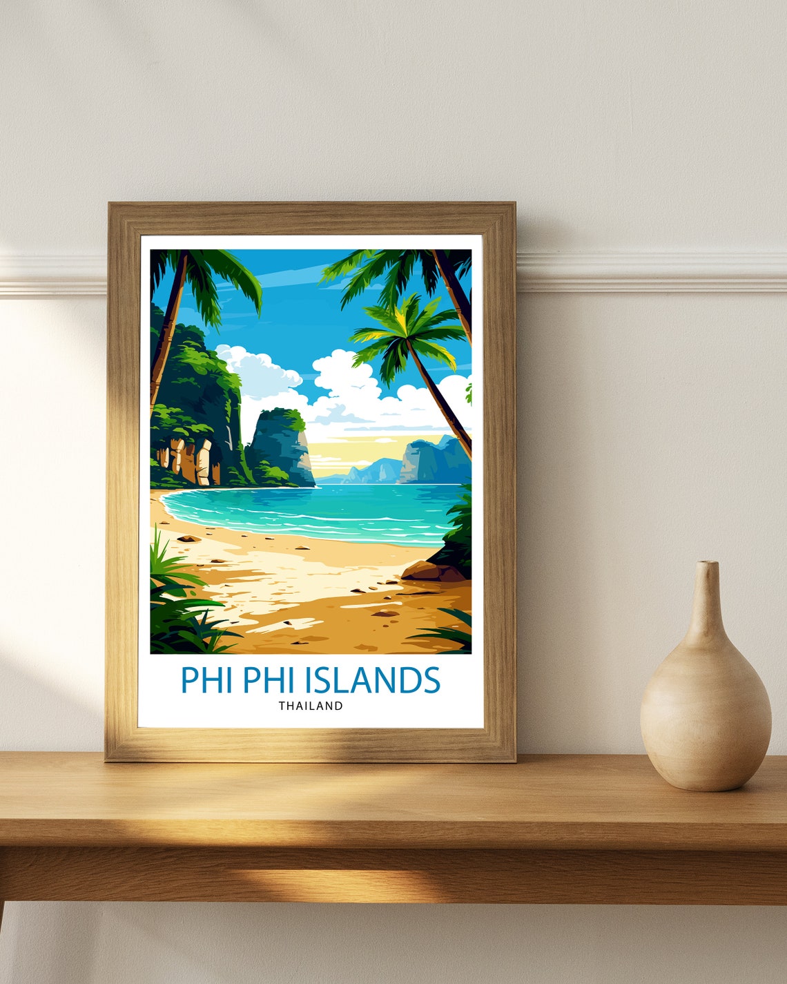 Phi Phi Islands Thailand Tropical Beach Vintage Travel Poster - Image 2