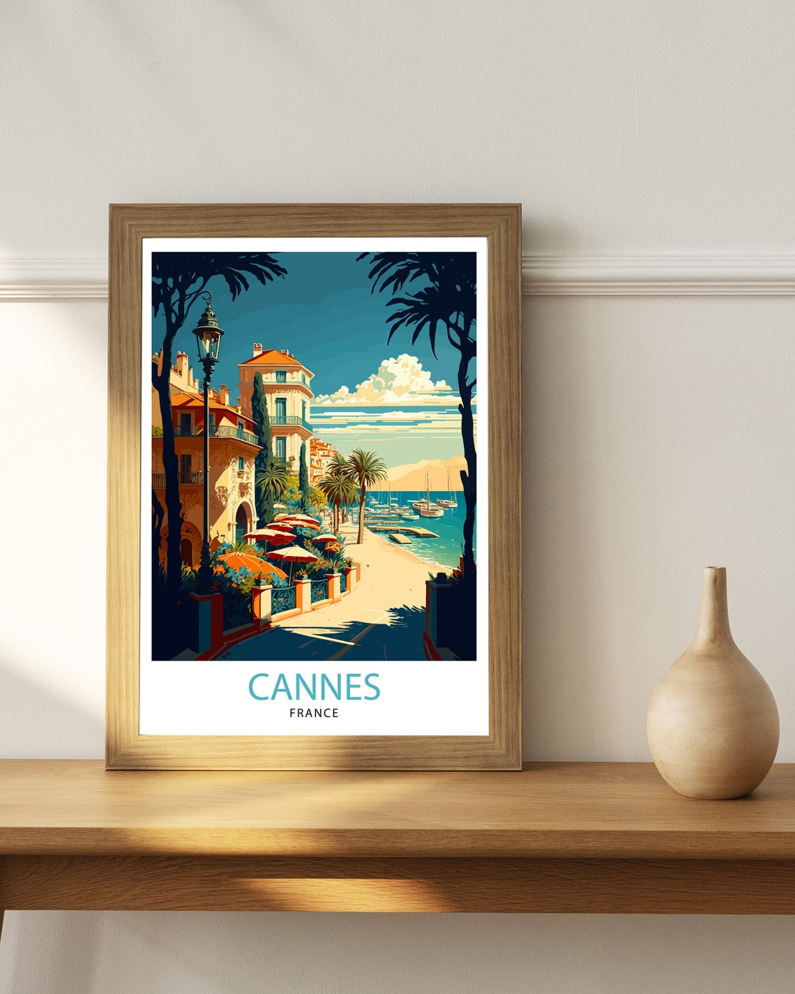 Cannes French Riviera Travel Print Cannes Wall Art France Travel Poster Gift For Travelers Home Living Decor - Image 3