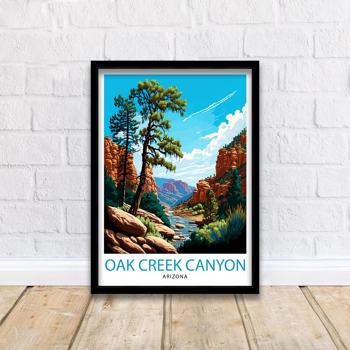 Oak Creek Canyon Arizona Red Canyon River Pines Vintage Travel Poster - Image 2