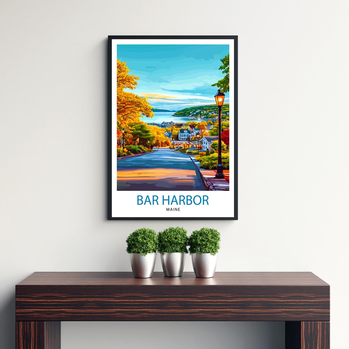 Bar Harbor Maine Autumn Street Harbor View Vintage Travel Poster - Image 3