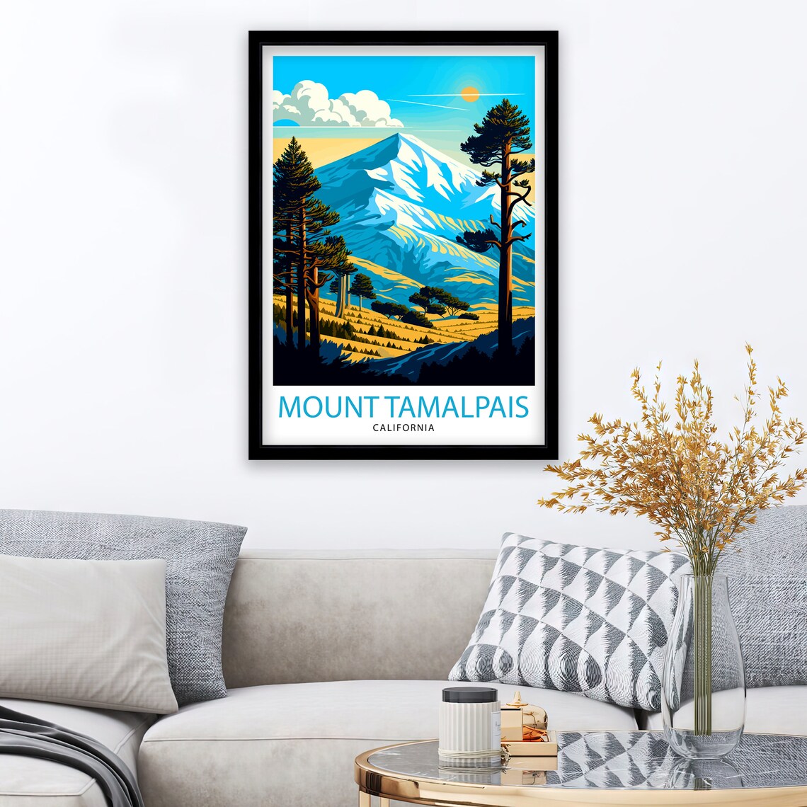 Mount Tamalpais California Snow Capped Peak Pine Landscape Poster - Image 2