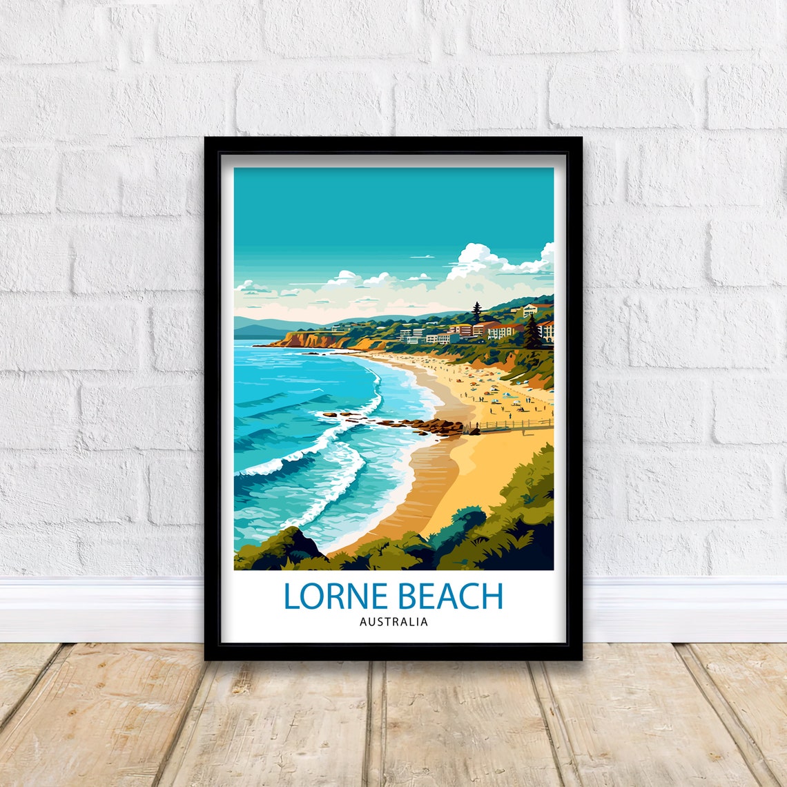 Lorne Beach Australia Crescent Bay Coastal Vintage Travel Poster - Image 2