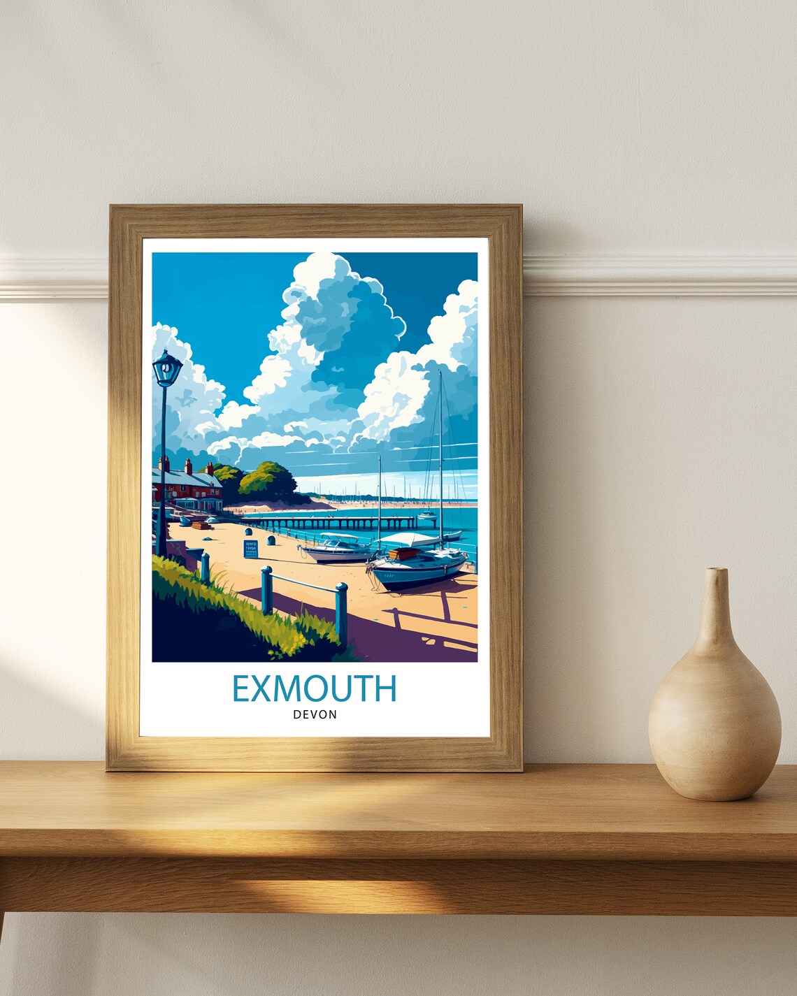 Exmouth Devon Travel Poster, Home Decor Print - Image 2