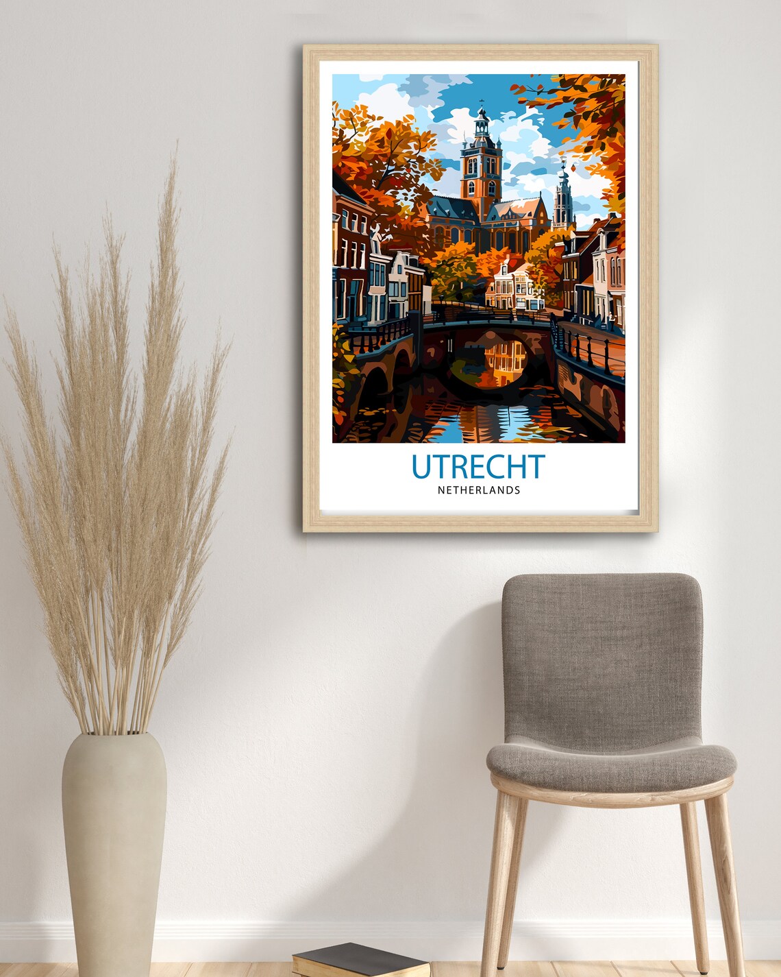 Utrecht Netherlands Autumn Canal Bridge Church Towers Travel Poster - Image 2