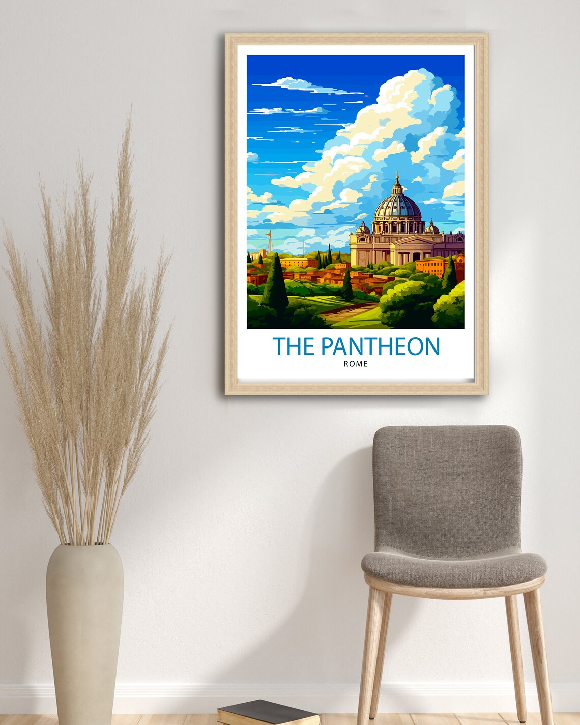 The Pantheon Rome Ancient Dome Landmark Illustration Travel Poster - Image 3
