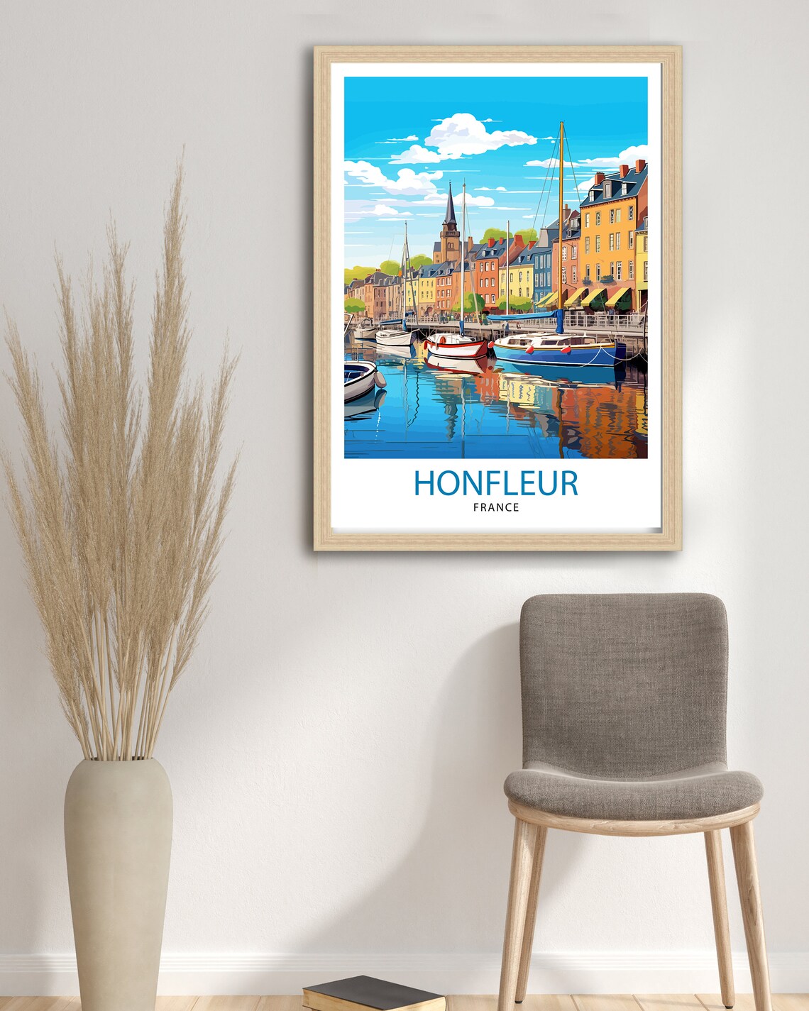 Honfleur France Travel Poster, European Harbor Art - Image 3