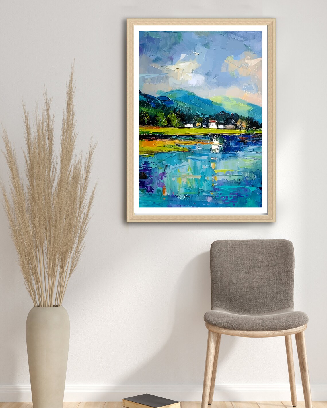 Keswick Lake District England Lakeside Cottages Fells Art Poster - Image 2