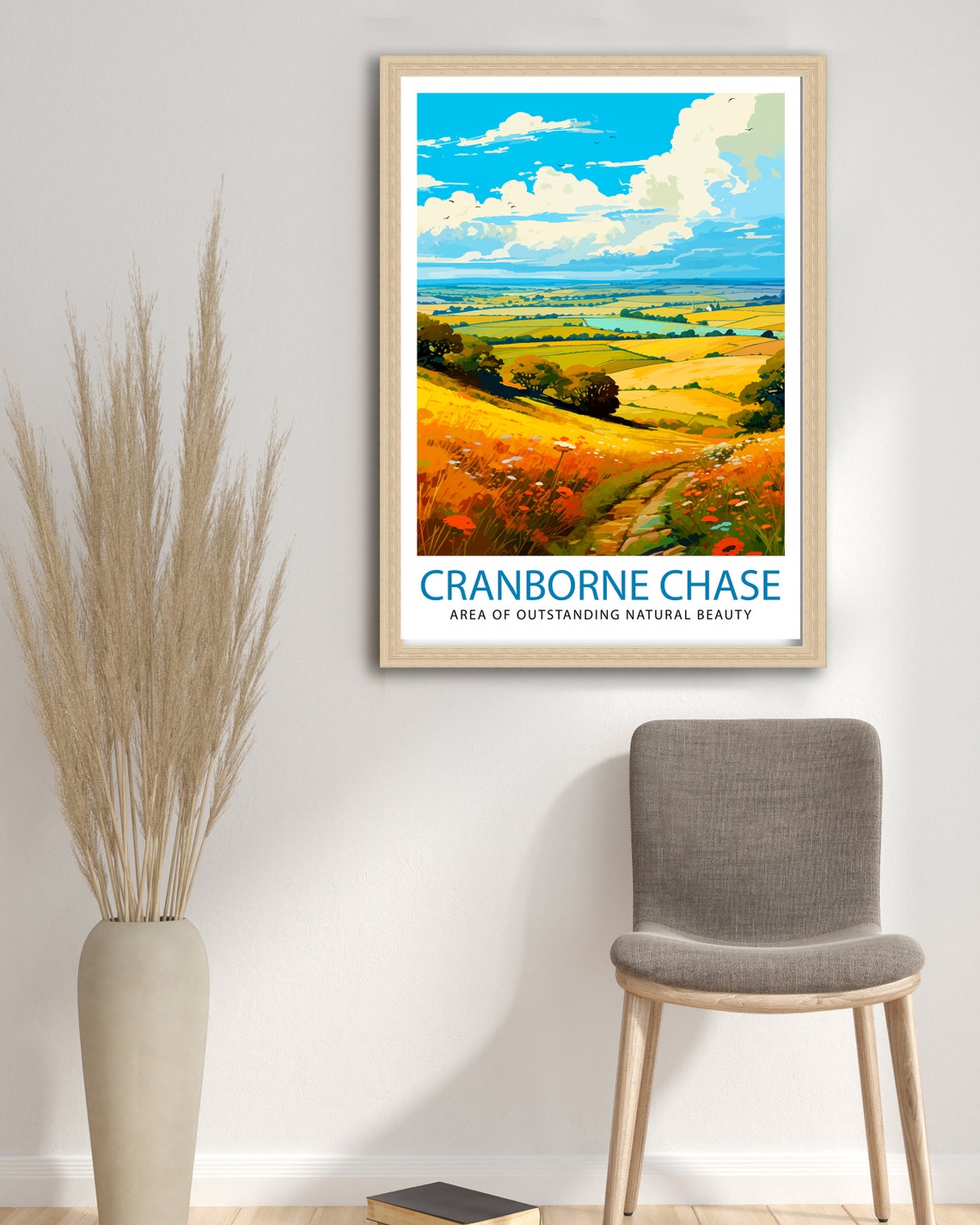 Cranborne Chase Wildflower Meadow Big Sky Trail Path Nature Art Poster - Image 3