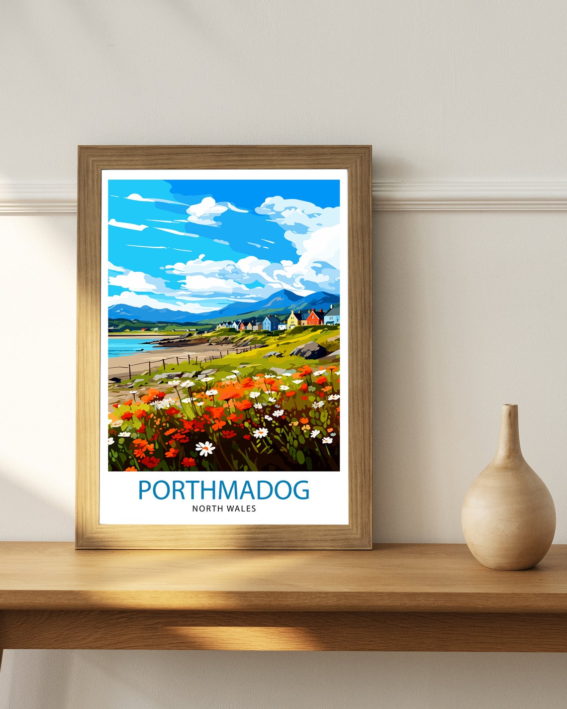 Porthmadog North Wales Travel Print Wales Wall Decor Porthmadog Poster North Wales Travel Prints Wales Art Print Porthmadog Illustration - Image 3