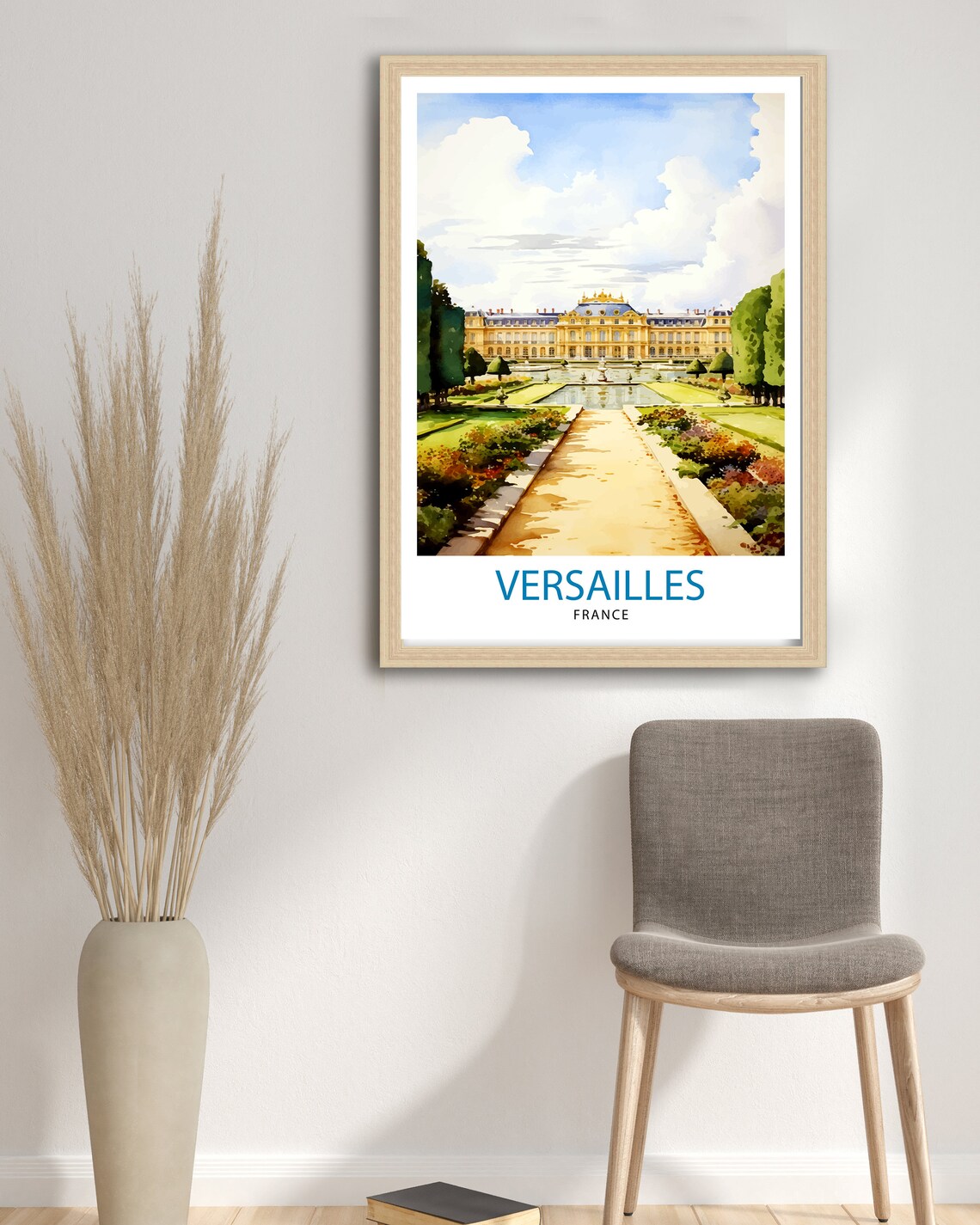 Versailles France Palace Gardens Grand Canal Watercolor Travel Poster - Image 3