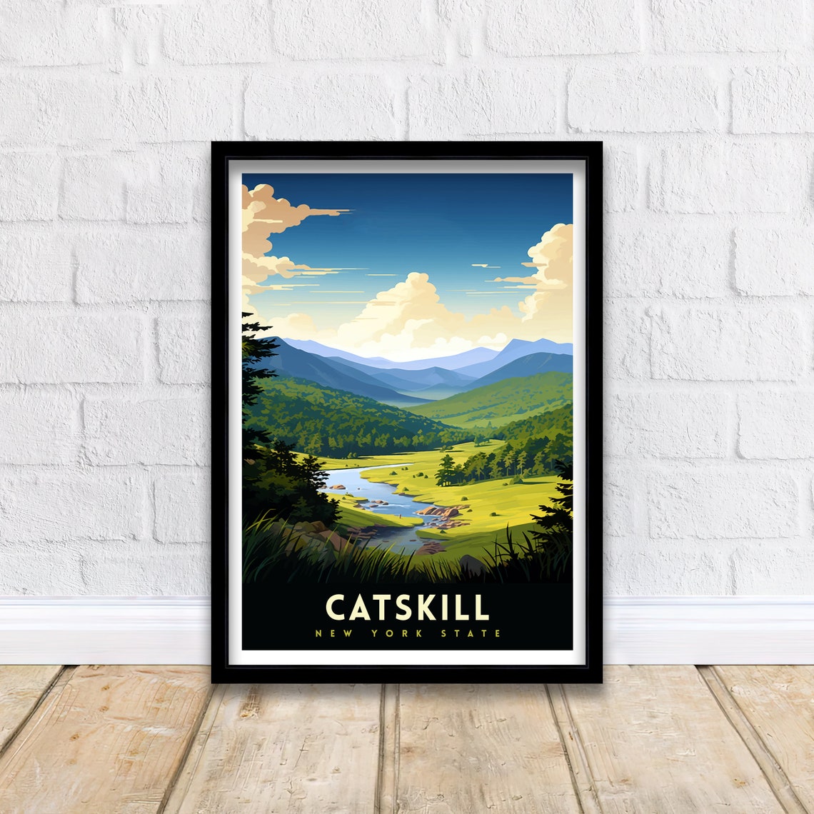 Catskill New York State Mountain Valley River Scenic Travel Poster - Image 2