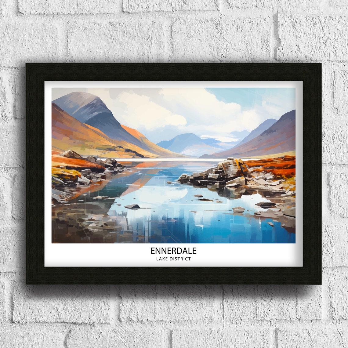 Ennerdale Lake District Still Lake Mountain Reflection Poster - Image 3