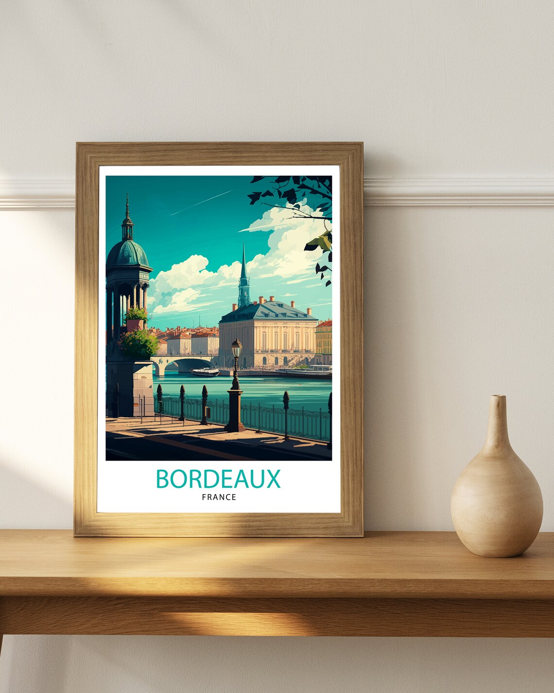 Bordeaux France Garonne Riverside Promenade Tower Travel Poster - Image 3