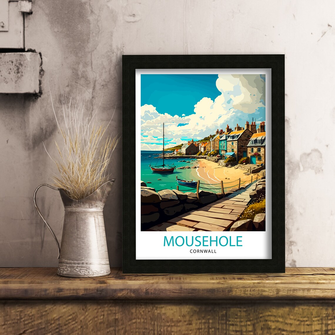 Mousehole Cornwall Travel Poster, Village Wall Decor - Image 2