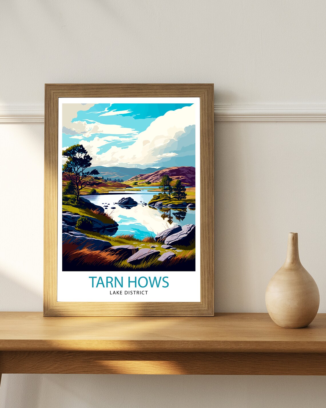 Tarn Hows Lake District Mountain Lake Reflection Travel Poster - Image 2