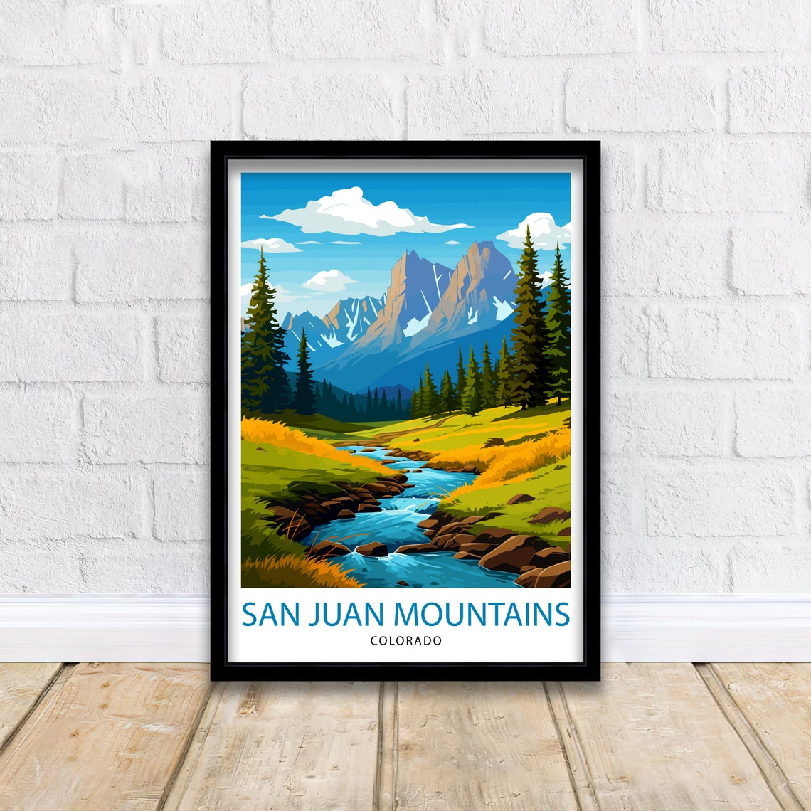 San Juan Mountains Meadow Stream Jagged Peaks Colorado Poster - Image 2