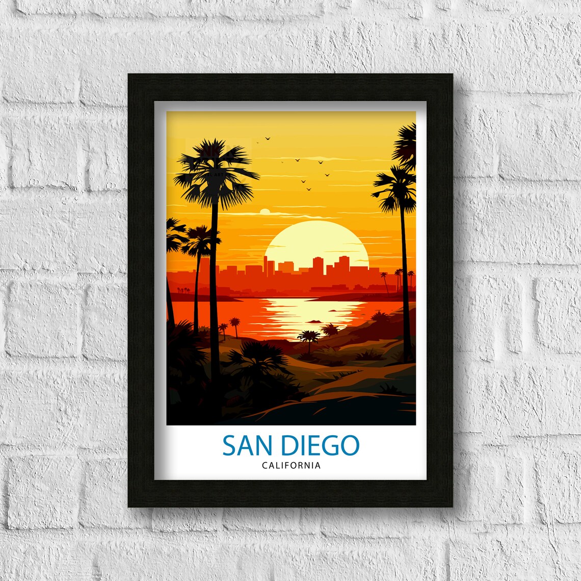 San Diego Travel Print San Diego Wall Art California Illustration San Diego Travel Poster San Diego Home Decor San Diego Gift - Image 3