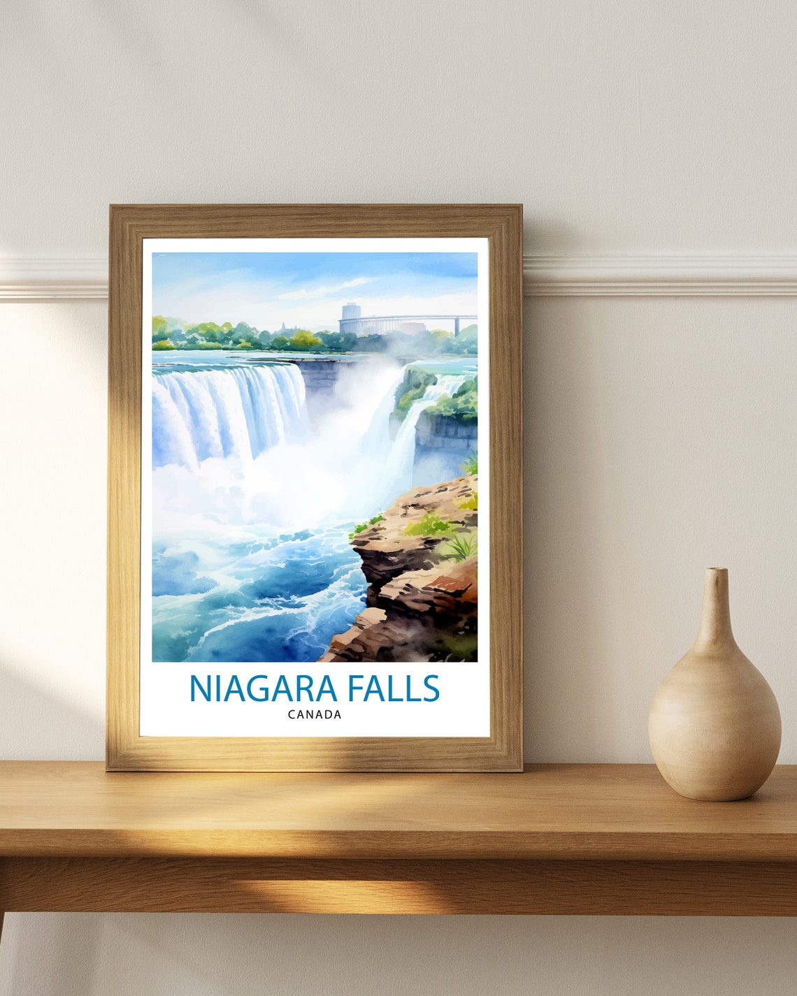 Niagara Falls Canada Scenic Watercolor Waterfall Travel Poster - Image 2
