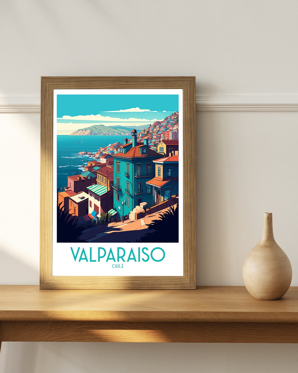 Valparaiso Chile Travel Poster, Latin America Art - Image 2