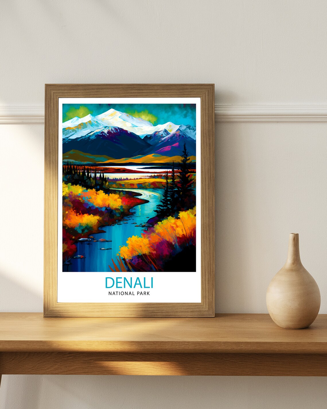 Denali National Park Alaska Vintage Travel Poster Snow Peak River - Image 3