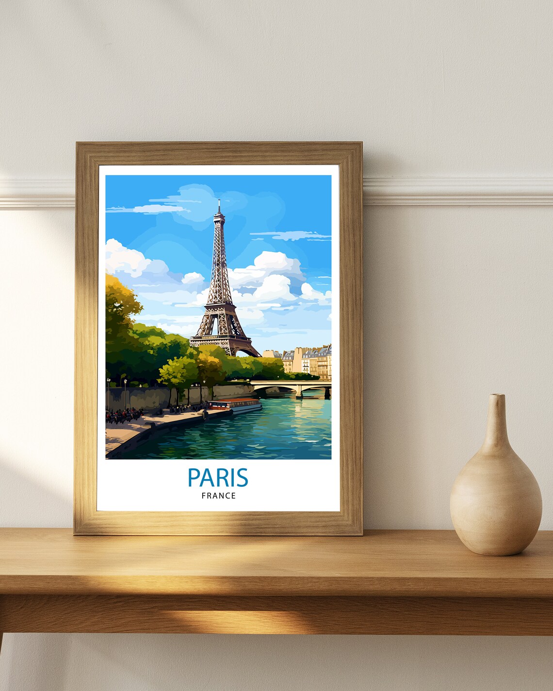 Paris France Travel Poster, Eiffel Tower Illustration - Image 2