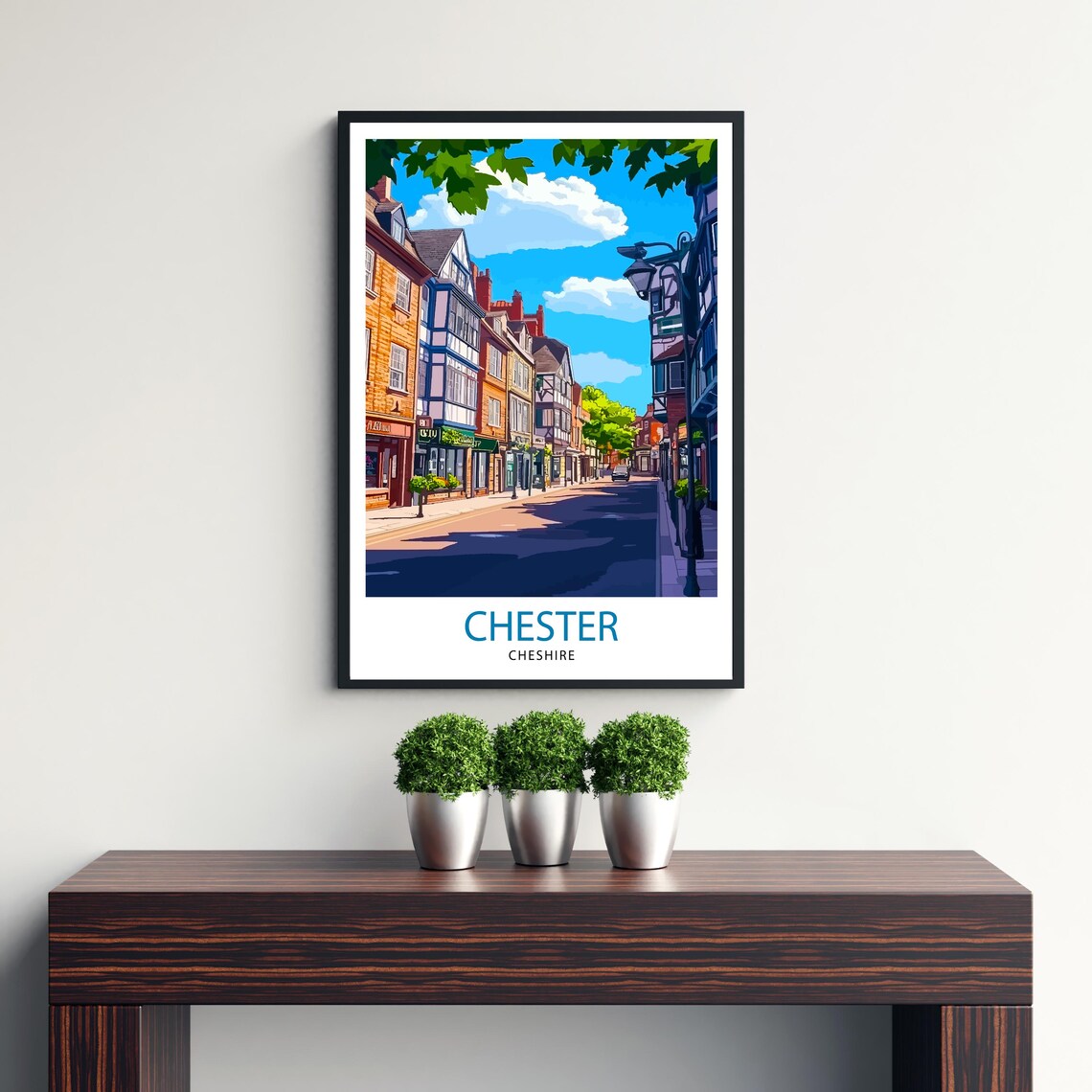 Chester Cheshire England Tudor Street Historic Town Travel Poster - Image 2