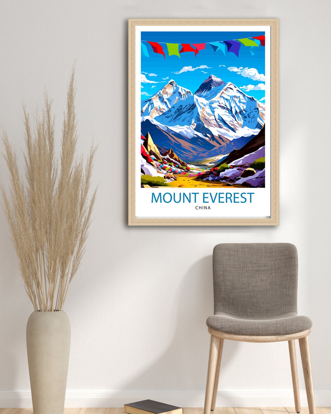 Mount Everest China Prayer Flags Himalaya Peaks Travel Poster - Image 3