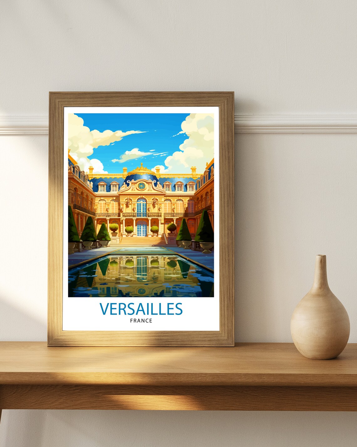 Versailles France Royal Palace Marble Court Watercolor Poster - Image 3