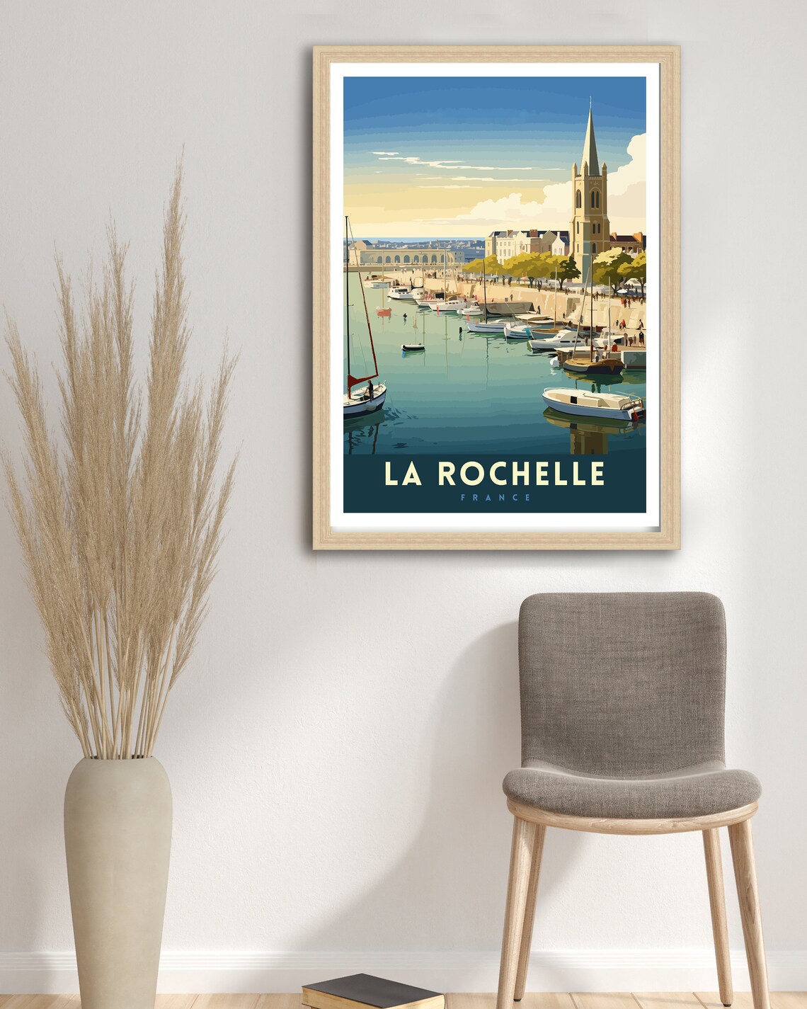 La Rochelle France Historic Harbor Sailboats Tower Retro Poster - Image 3