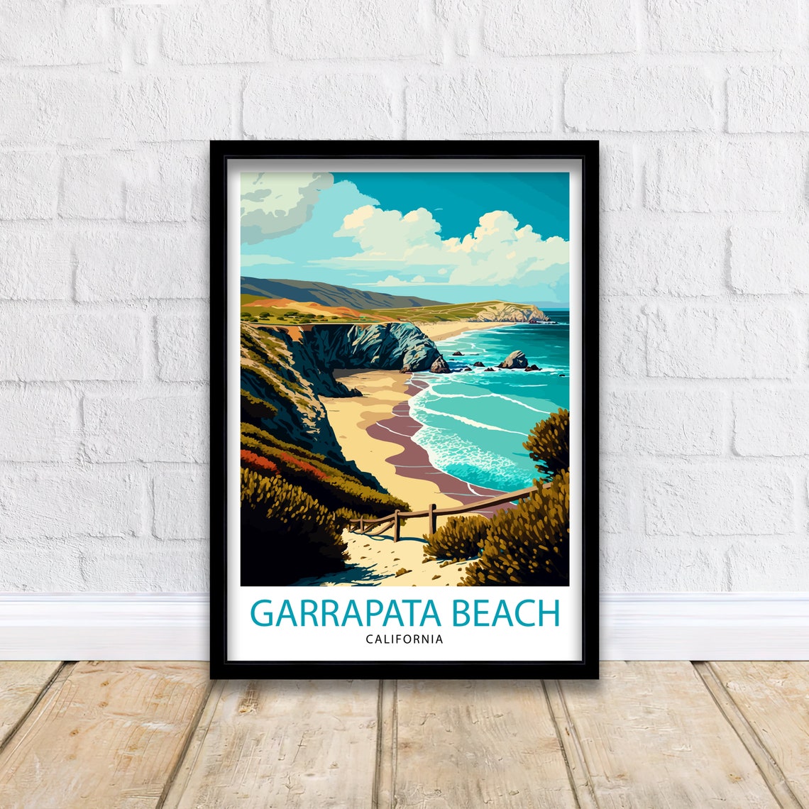 Garrapata Beach California Coastal Cliffs Ocean Path Art Poster - Image 2