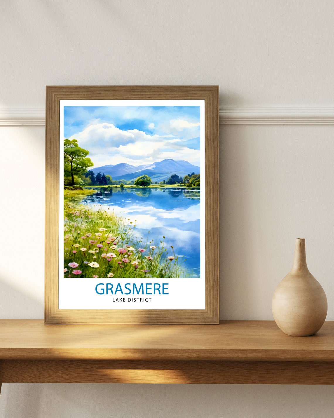 Grasmere Lake District Wildflower Meadow Lake Reflection Poster - Image 2