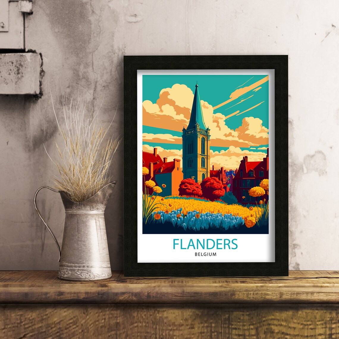 Flanders Belgium Travel Poster, Europe Wall Decor - Image 3