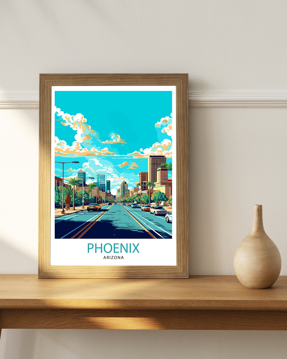 Phoenix Arizona Downtown Street Skyline Desert City Travel Poster - Image 2